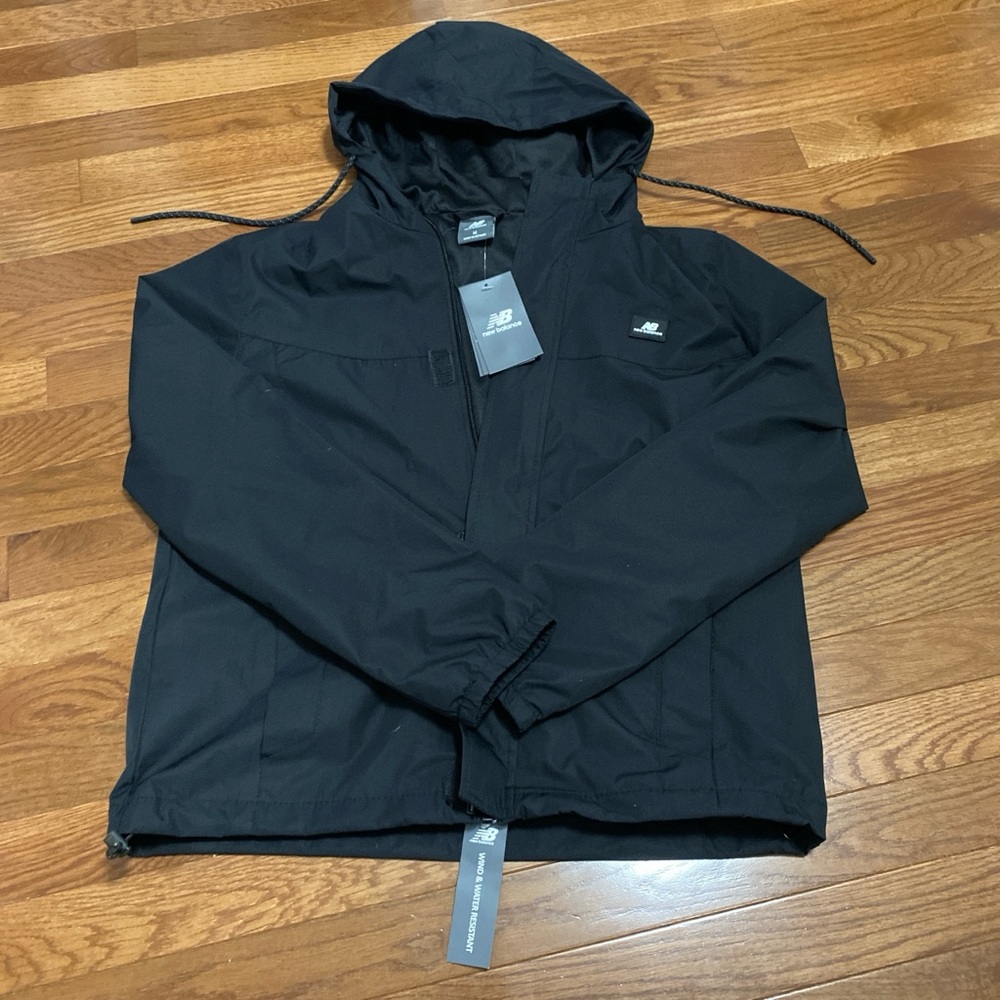New Balance black track jacket windbreaker rain jacket coat